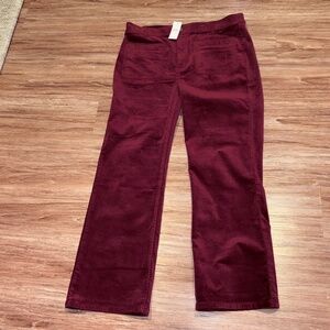ANN TAYLOR Stretch Velvet Patch Pocket Pant Mauve Rose/Wine, Sz 12